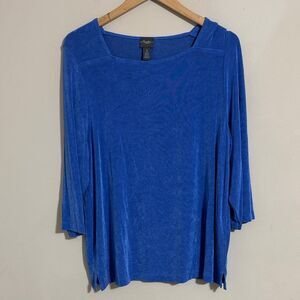 Chico's Traveler Square Neck Slinky Women's Tunic Blue 3/4 Sleeves size 3 Travel